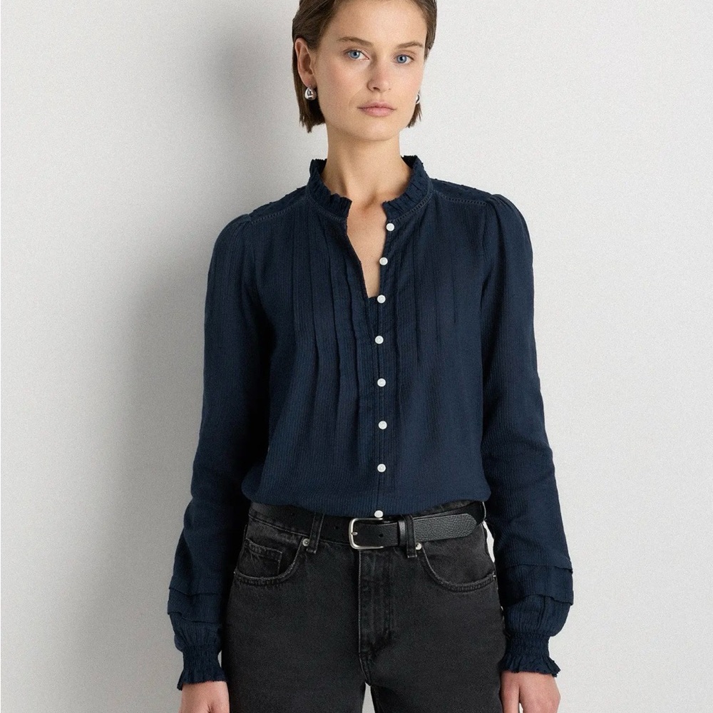 Quince | Organic Textured Cotton Peasant Blouse